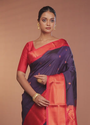 Blue Kanjivaram Silk Saree With Blouse Piece