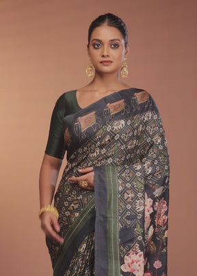 Black Handloom Matka Pure Silk Saree With Blouse Piece
