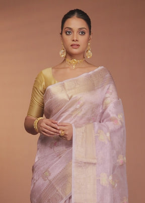 Purple Tissue Silk Saree With Blouse Piece