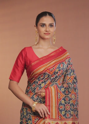 Multicolor Chanderi Silk Saree With Blouse Piece