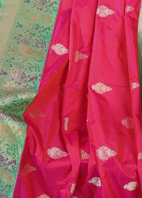 Pink Handloom Katan Pure Silk Saree With Blouse Piece