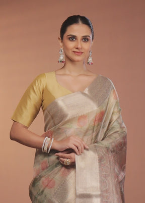 Multicolor Tissue Silk Saree With Blouse Piece