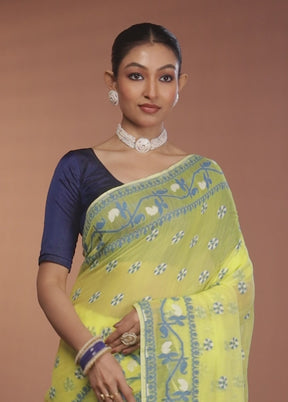 Yellow Tant Jamdani Saree Without Blouse Piece