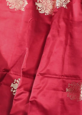 Maroon Handloom Katan Pure Silk Saree With Blouse Piece