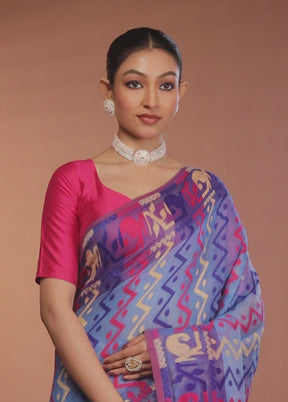 Purple Tant Jamdani Saree Without Blouse Piece