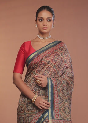 Blue Chanderi Silk Saree With Blouse Piece