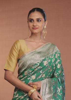Green Katan Silk Saree With Blouse Piece