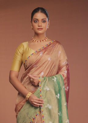 Brown Tissue Silk Saree With Blouse Piece
