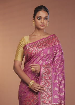 Purple Dupion Silk Saree With Blouse Piece