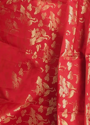 Red Handloom Kanchipuram Pure Silk Saree With Blouse Piece