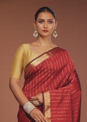 Brown Kanjivaram Silk Saree With Blouse Piece