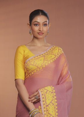 Yellow Tant Jamdani Saree Without Blouse Piece