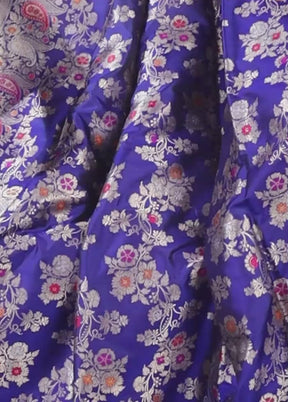 Blue Handloom Katan Pure Silk Saree With Blouse Piece