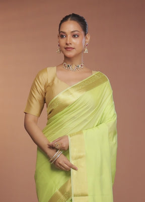 Green Kanjivaram Silk Saree With Blouse Piece