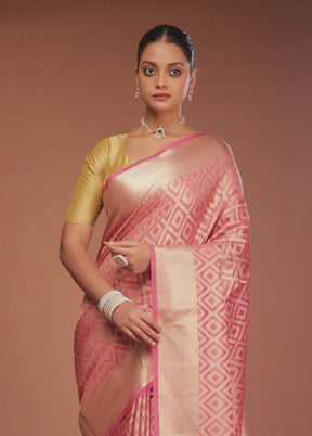 Pink Tissue Silk Saree With Blouse Piece
