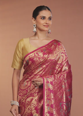 Purple Baluchari Silk Saree With Blouse Piece