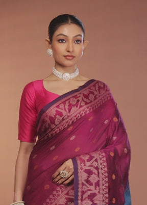 Purple Matka Silk Saree With Blouse Piece