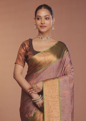 Purple Dupion Silk Saree With Blouse Piece
