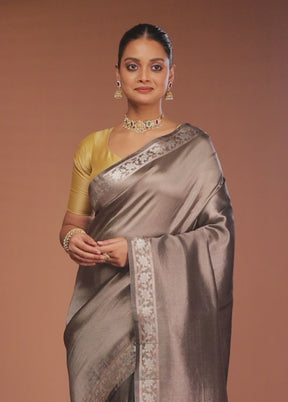 Grey Tissue Silk Saree With Blouse Piece