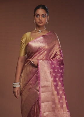 Pink Tissue Silk Saree With Blouse Piece