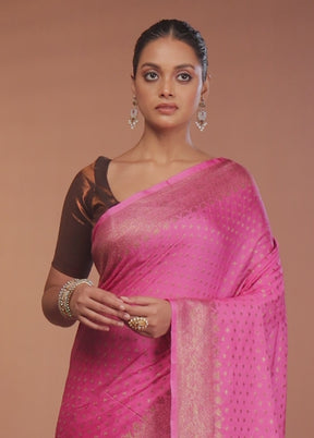 Pink Dupion Silk Saree With Blouse Piece