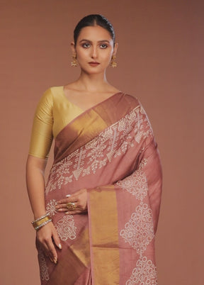 Brown Tussar Silk Saree With Blouse Piece