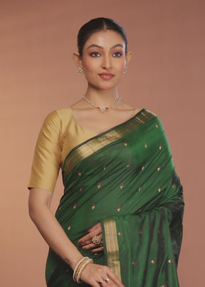 Green Kanjivaram Silk Saree With Blouse Piece