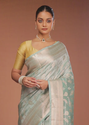Green Tissue Silk Saree With Blouse Piece