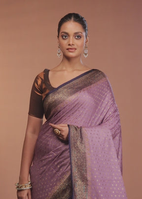 Purple Dupion Silk Saree With Blouse Piece