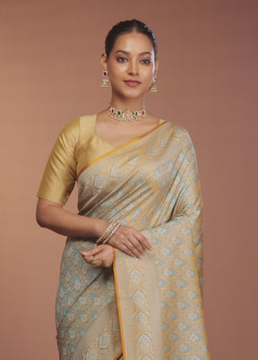 Yellow Jamewar Silk Saree With Blouse Piece