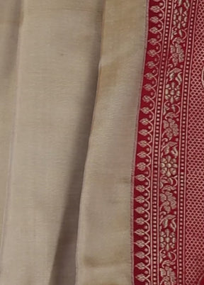 Cream Handloom Katan Pure Silk Saree With Blouse Piece