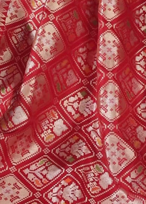 Red Handloom Katan Pure Silk Saree With Blouse Piece