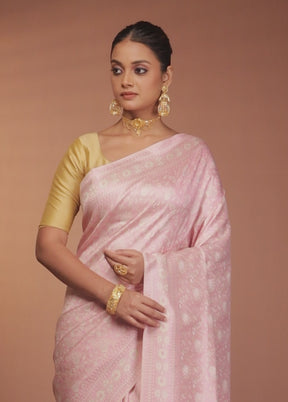 Cream Jamewar Silk Saree With Blouse Piece