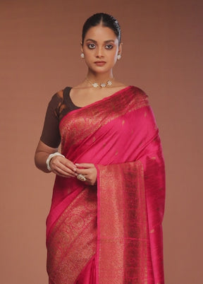 Red Tussar Pure Silk Saree With Blouse Piece