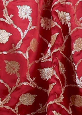 Maroon Handloom Banarasi Pure Silk Saree With Blouse Piece