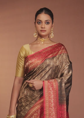 Black Jamewar Silk Saree With Blouse Piece