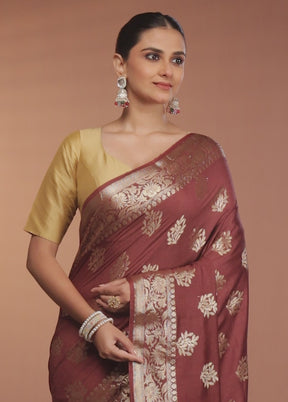 Brown Cotton Saree With Blouse Piece