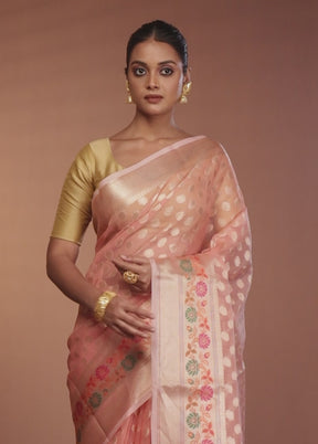 Pink Organza Saree With Blouse Piece