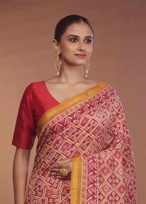 Multicolor Chanderi Silk Saree With Blouse Piece