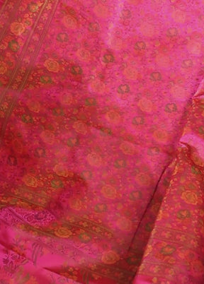 Pink Handloom Jamewar Pure Silk Saree With Blouse Piece