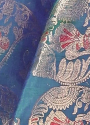 Green Handloom Baluchari Pure Silk Saree With Blouse Piece