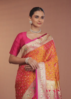Yellow Handloom Tanchoi Pure Silk Saree With Blouse Piece