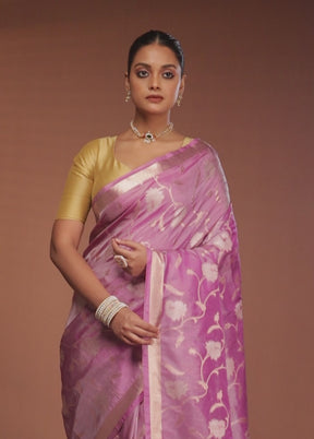 Pink Tissue Silk Saree With Blouse Piece