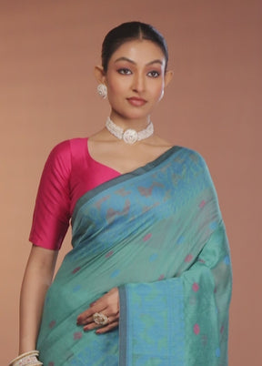 Green Matka Silk Saree With Blouse Piece