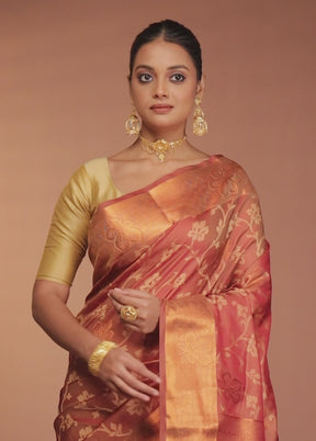 Maroon Kanjivaram Silk Saree With Blouse Piece