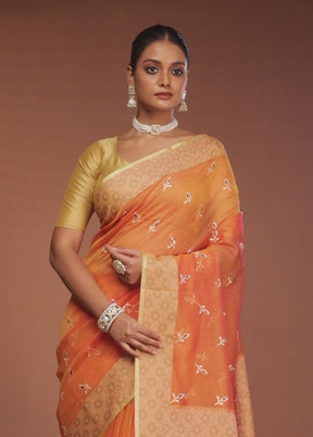 Rust Cotton Saree With Blouse Piece