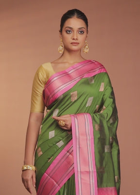 Green Kanjivaram Silk Saree With Blouse Piece