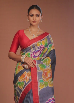 Multicolor Printed Pure Silk Saree Without Blouse Piece