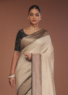 Cream Tissue Silk Saree With Blouse Piece