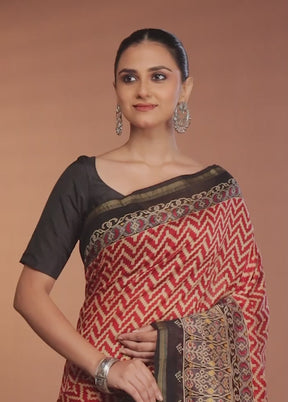 Multicolor Chanderi Silk Saree With Blouse Piece